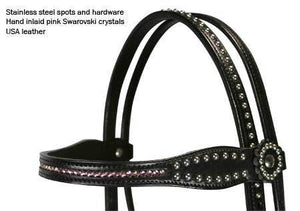Diamond and Spot combo Leather Headstall / headstalls