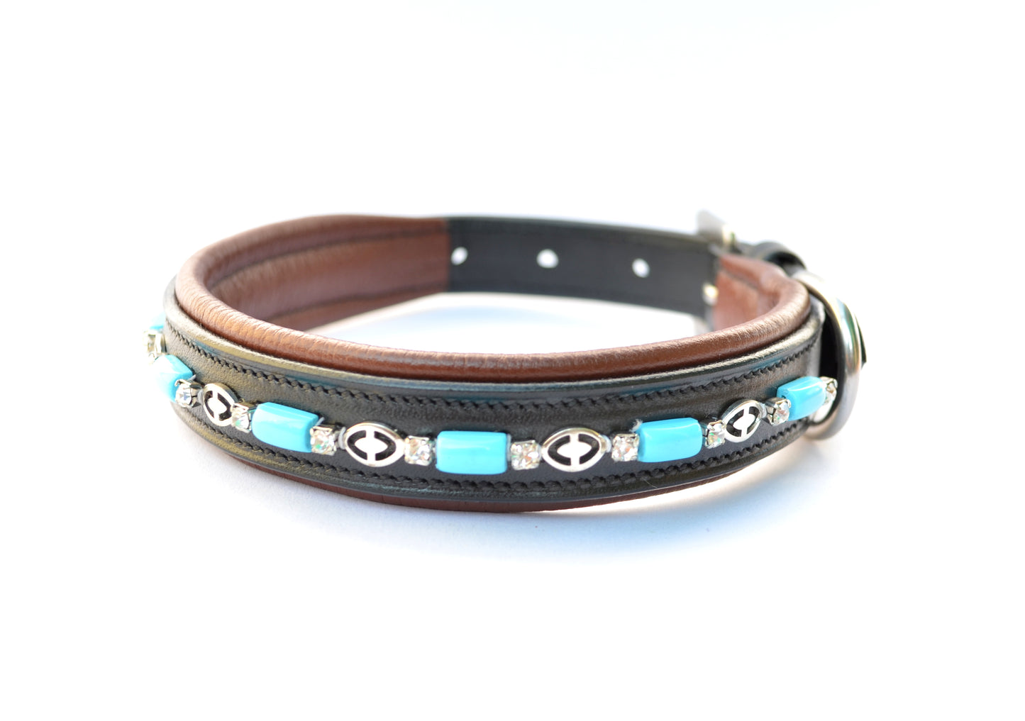 Turquoise Beaded Leather Pet / Dog Collars