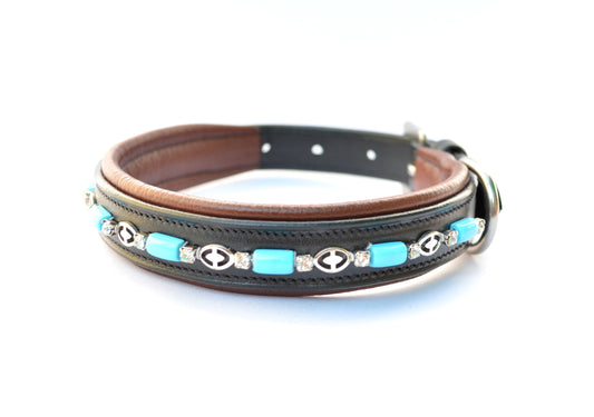 Turquoise Beaded Leather Pet / Dog Collars
